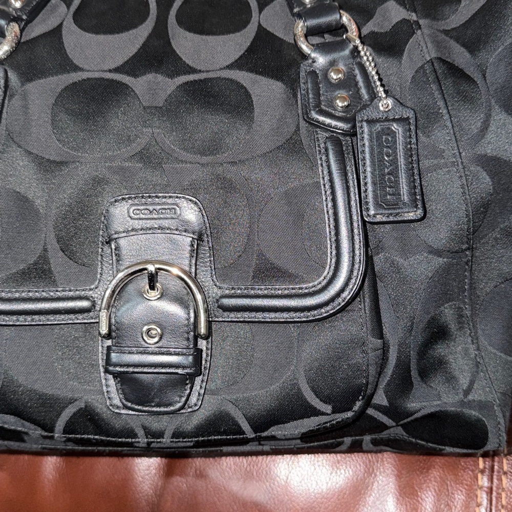 🔥🔥🔥Vintage Coach Campbell Black Signature Shoulder Bag Satchel Bag - Picture 3 of 13